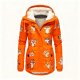 Women's Orange Cute Fox Print Fleece-Lined Hooded Jacket