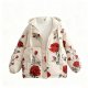 Women's Romantic Red Rose Print Hooded Puffer Jacket