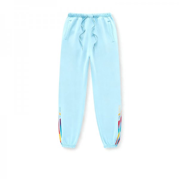 Women's Light Blue Sweatpants with Rainbow Stripe Cuffs