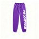 Women's Purple Sweatpants with White Geometric Print